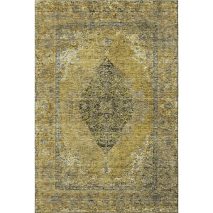 HomeRoots 9' X 12' Wheat and Gray Medallion Area Rug – Washable, UV-Protected, Durable for High-Traffic Homes 714864