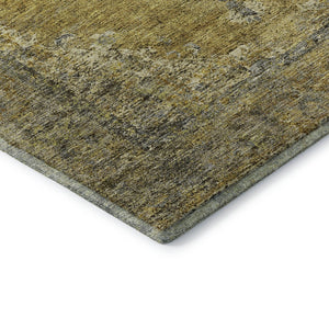 HomeRoots 9' X 12' Wheat and Gray Medallion Area Rug – Washable, UV-Protected, Durable for High-Traffic Homes 714864