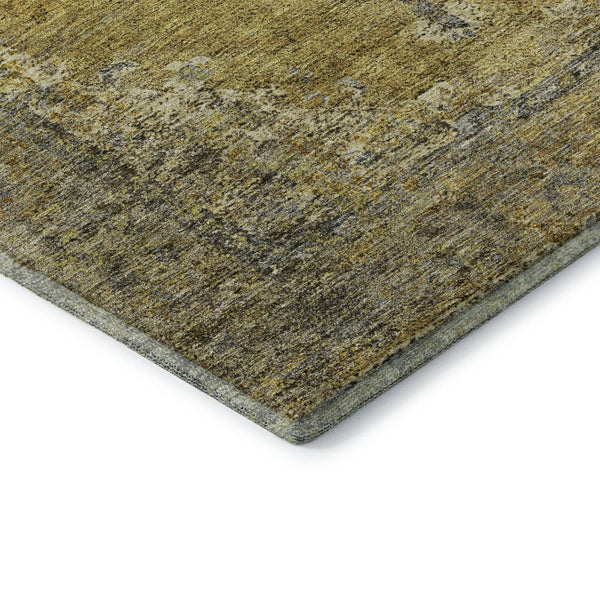 HomeRoots 9' X 12' Wheat and Gray Medallion Area Rug – Washable, UV-Protected, Durable for High-Traffic Homes 714864
