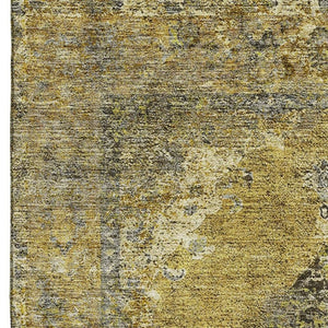 HomeRoots 9' X 12' Wheat and Gray Medallion Area Rug – Washable, UV-Protected, Durable for High-Traffic Homes 714864