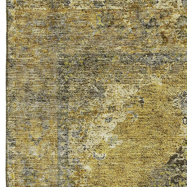HomeRoots 9' X 12' Wheat and Gray Medallion Area Rug – Washable, UV-Protected, Durable for High-Traffic Homes 714864