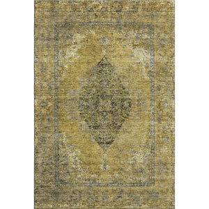 HomeRoots 10' X 14' Wheat and Gray Medallion Area Rug - Washable, UV-Protected, Stain-Resistant for Homes 714865