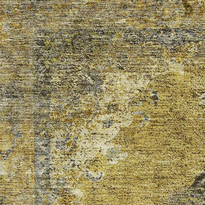 HomeRoots 10' X 14' Wheat and Gray Medallion Area Rug - Washable, UV-Protected, Stain-Resistant for Homes 714865
