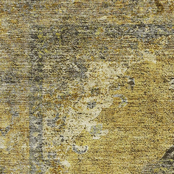 HomeRoots 10' X 14' Wheat and Gray Medallion Area Rug - Washable, UV-Protected, Stain-Resistant for Homes 714865