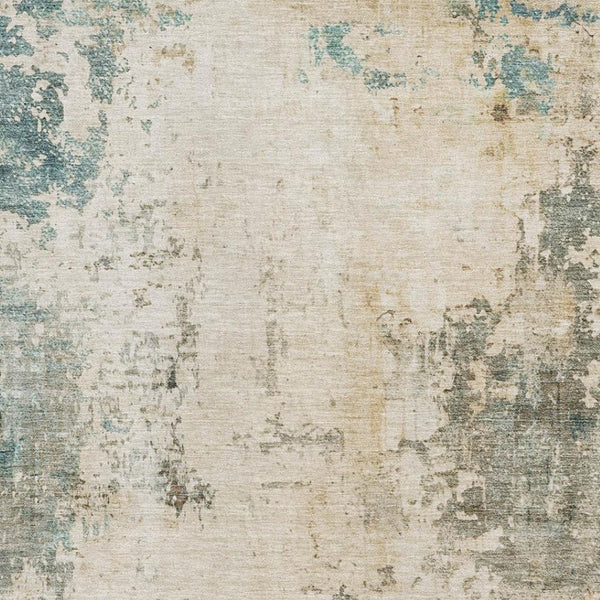 HomeRoots 5' X 8' Contemporary Ivory and Teal Abstract Area Rug - UV Protected, Machine Washable & Durable Design 714867