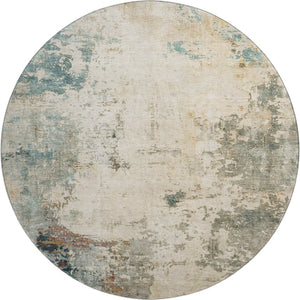 HomeRoots 8' X 10' Ivory and Teal Abstract Area Rug - Washable, UV Protected, Stylish & Family-Friendly Design 714869