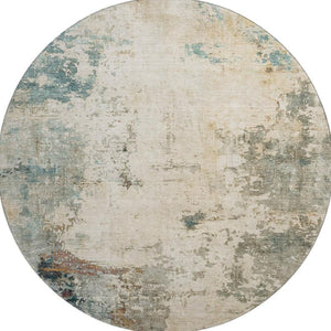 HomeRoots 8' X 10' Ivory and Teal Abstract Area Rug - Washable, UV Protected, Stylish & Family-Friendly Design 714869