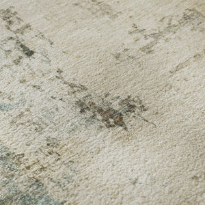 HomeRoots 8' X 10' Ivory and Teal Abstract Area Rug - Washable, UV Protected, Stylish & Family-Friendly Design 714869