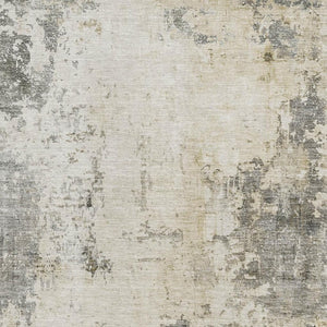 HomeRoots 5' X 8' Modern Pewter and Ivory Abstract Area Rug - Washable, UV Protection, and Stain Resistant 714873