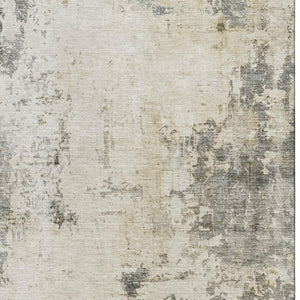 HomeRoots 8' Modern Abstract Washable Round Rug in Pewter & Ivory - Durable, UV-Protected & Easy-Care Design 714874