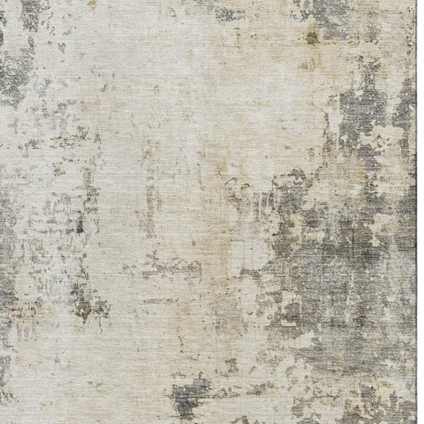 HomeRoots 8' Modern Abstract Washable Round Rug in Pewter & Ivory - Durable, UV-Protected & Easy-Care Design 714874