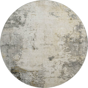 HomeRoots 8' X 10' Washable Pewter & Ivory Abstract Area Rug - Durable, Stain-Resistant with UV Protection! 714875