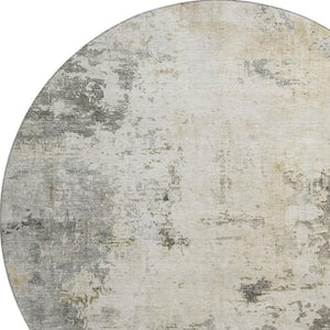 HomeRoots 8' X 10' Washable Pewter & Ivory Abstract Area Rug - Durable, Stain-Resistant with UV Protection! 714875