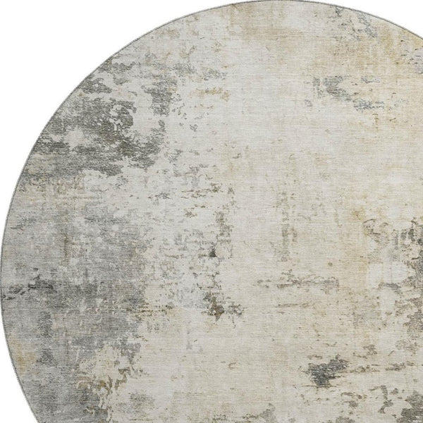 HomeRoots 8' X 10' Washable Pewter & Ivory Abstract Area Rug - Durable, Stain-Resistant with UV Protection! 714875