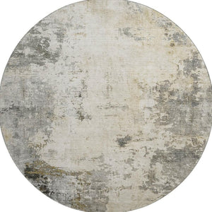 HomeRoots 8' X 10' Washable Pewter & Ivory Abstract Area Rug - Durable, Stain-Resistant with UV Protection! 714875