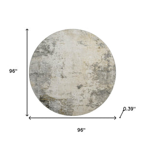 HomeRoots 8' X 10' Washable Pewter & Ivory Abstract Area Rug - Durable, Stain-Resistant with UV Protection! 714875