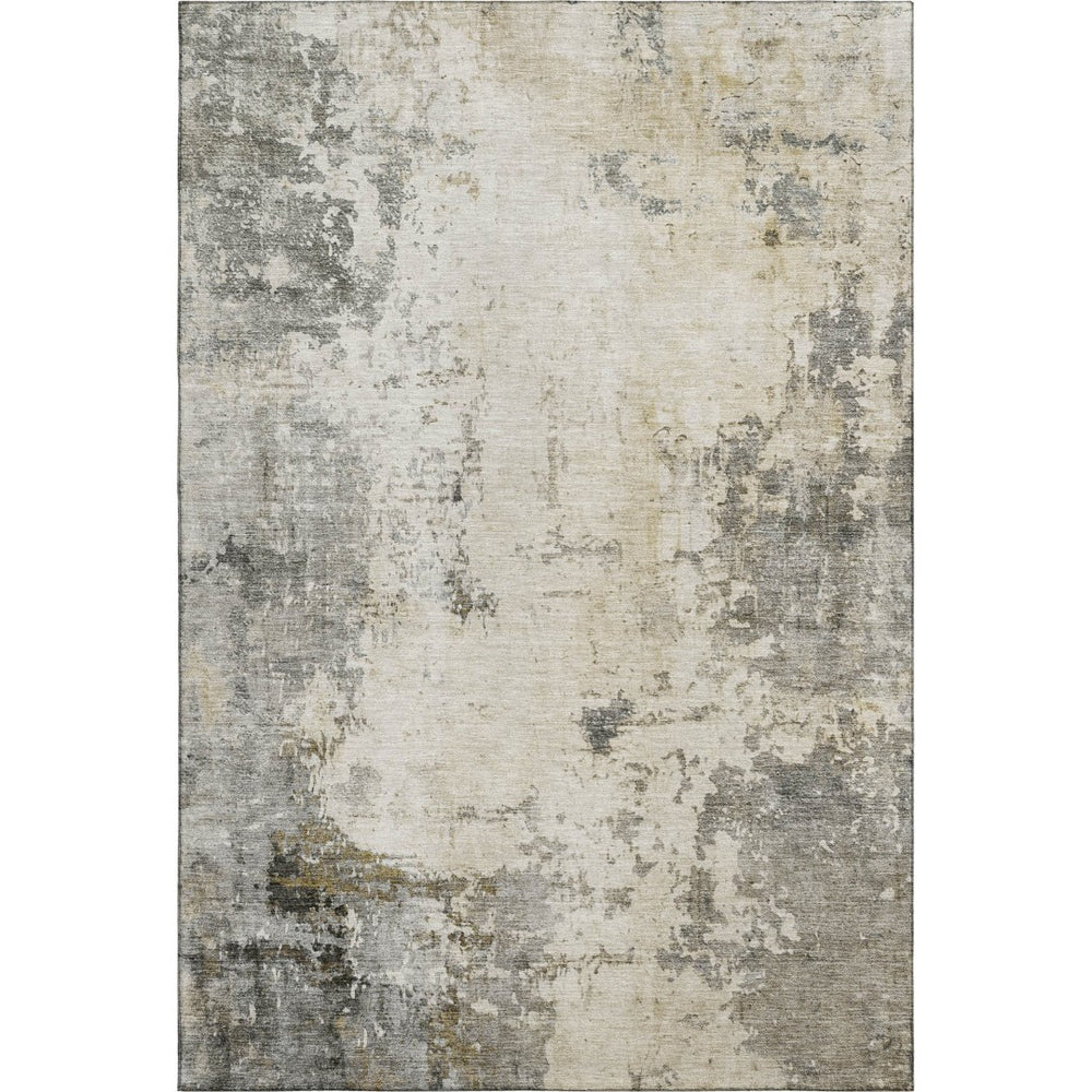 HomeRoots 10' X 14' Modern Pewter and Ivory Abstract Washable Area Rug - Durable, UV Protected, Family-Friendly! 714877