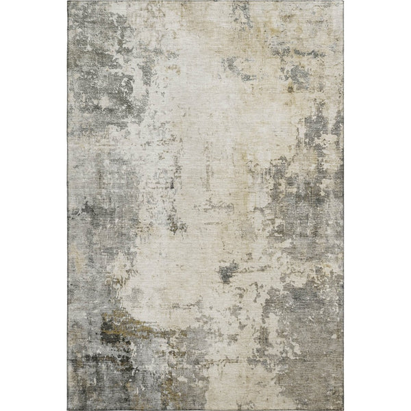 HomeRoots 10' X 14' Modern Pewter and Ivory Abstract Washable Area Rug - Durable, UV Protected, Family-Friendly! 714877