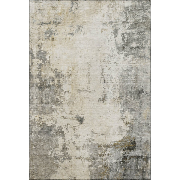 HomeRoots 10' X 14' Modern Pewter and Ivory Abstract Washable Area Rug - Durable, UV Protected, Family-Friendly! 714877