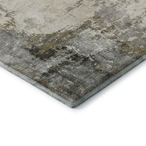 HomeRoots 10' X 14' Modern Pewter and Ivory Abstract Washable Area Rug - Durable, UV Protected, Family-Friendly! 714877