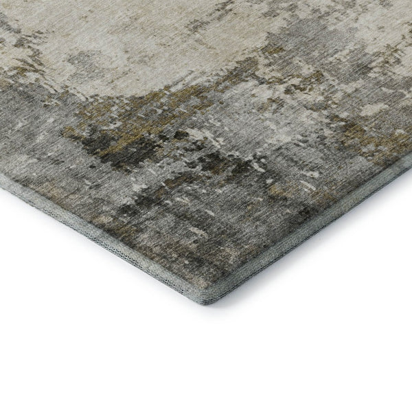 HomeRoots 10' X 14' Modern Pewter and Ivory Abstract Washable Area Rug - Durable, UV Protected, Family-Friendly! 714877