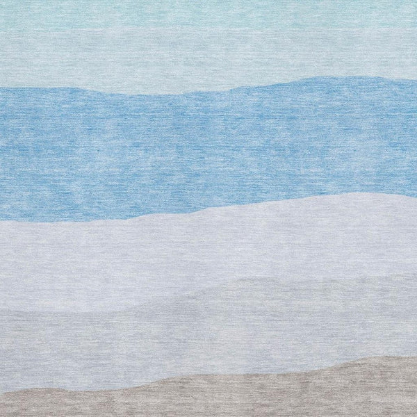 HomeRoots 5' X 8' Striped Washable Area Rug in Green and Blue – Durable, UV-Protected, Perfect for Families! 714879