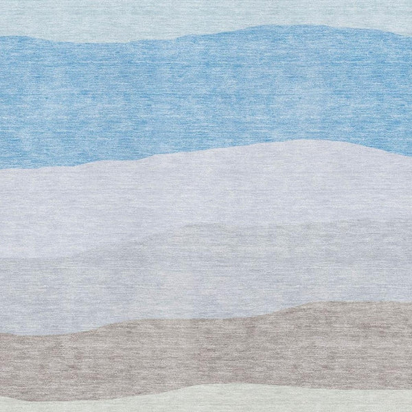 HomeRoots 9' X 12' Striped Washable Area Rug in Green & Blue - UV Protection, Stain Resistant, Pet Friendly! 714882