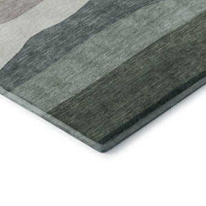 HomeRoots 9' X 12' Striped Washable Area Rug in Green & Blue - UV Protection, Stain Resistant, Pet Friendly! 714882
