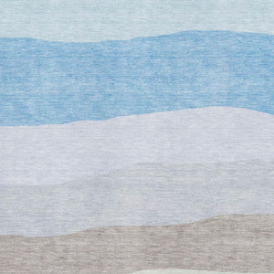 HomeRoots 10' Green and Blue Striped Area Rug - Washable, UV Protected, and Perfect for High-Traffic Spaces! 714883