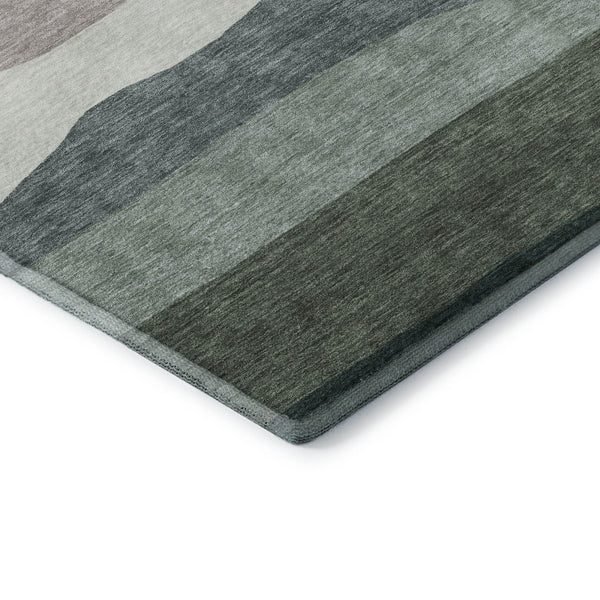 HomeRoots 10' Green and Blue Striped Area Rug - Washable, UV Protected, and Perfect for High-Traffic Spaces! 714883