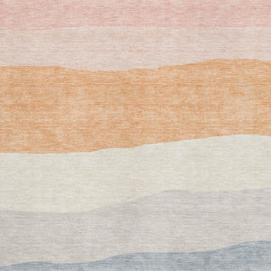 HomeRoots 5' X 8' Striped Washable Area Rug in Orange & Ivory - UV Protected, Durable & Stylish for Every Room 714885