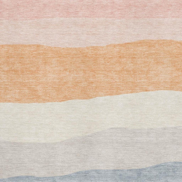 HomeRoots 5' X 8' Striped Washable Area Rug in Orange & Ivory - UV Protected, Durable & Stylish for Every Room 714885