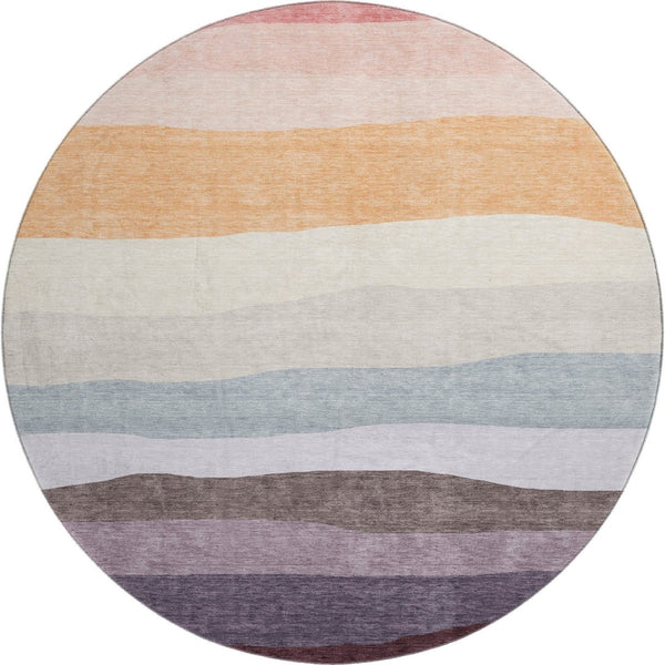 HomeRoots 8' X 10' Vibrant Orange and Ivory Striped Washable Area Rug with UV Protection for High-Traffic Spaces 714887