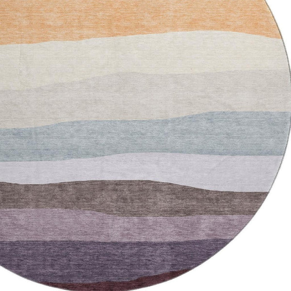 HomeRoots 8' X 10' Vibrant Orange and Ivory Striped Washable Area Rug with UV Protection for High-Traffic Spaces 714887