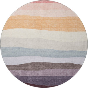 HomeRoots 8' X 10' Vibrant Orange and Ivory Striped Washable Area Rug with UV Protection for High-Traffic Spaces 714887
