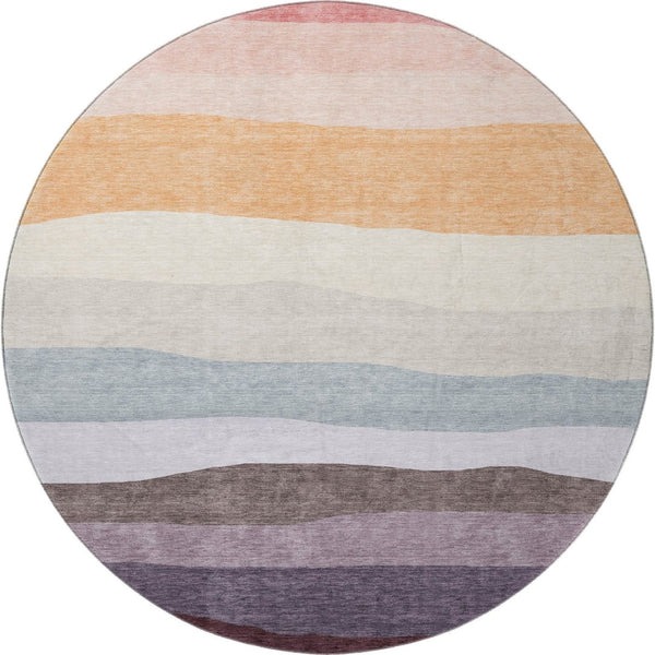 HomeRoots 8' X 10' Vibrant Orange and Ivory Striped Washable Area Rug with UV Protection for High-Traffic Spaces 714887