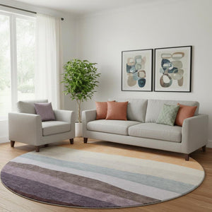 HomeRoots 8' X 10' Vibrant Orange and Ivory Striped Washable Area Rug with UV Protection for High-Traffic Spaces 714887