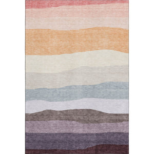 HomeRoots 9' X 12' Versatile Orange and Ivory Striped Washable Area Rug with UV Protection for High-Traffic Spaces 714888