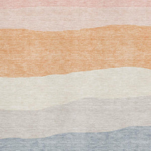 HomeRoots 10' X 14' Orange And Ivory Striped Area Rug – Durable, Washable, UV-Protected for Stylish Spaces! 714889
