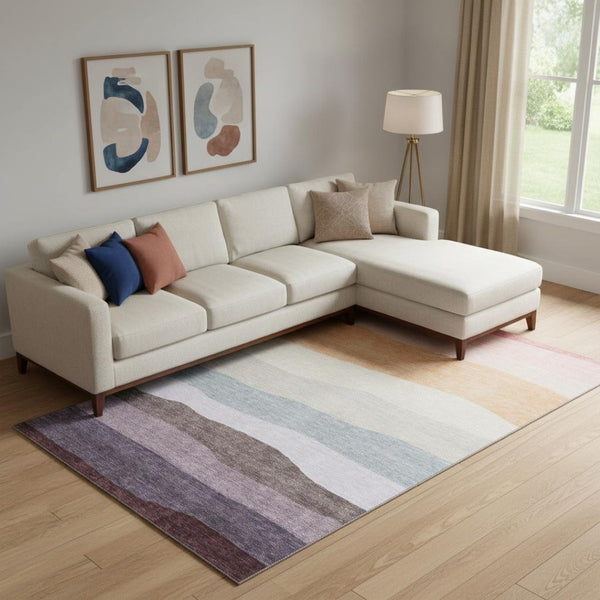 HomeRoots 10' X 14' Orange And Ivory Striped Area Rug – Durable, Washable, UV-Protected for Stylish Spaces! 714889