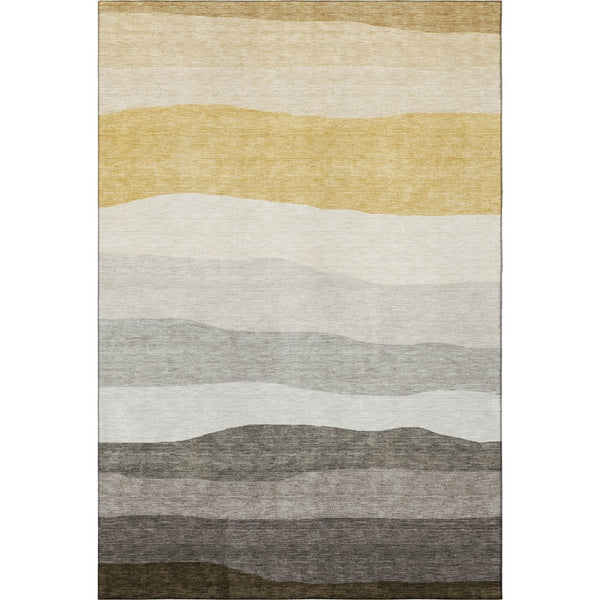 HomeRoots 5' X 8' Striped Pewter and Ivory Area Rug with UV Protection – Easy-Care, Stylish, and Durable Design 714891