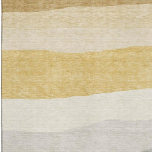 HomeRoots 8' Washable Pewter and Ivory Striped Round Rug with UV Protection for Indoor & Outdoor Use 714892