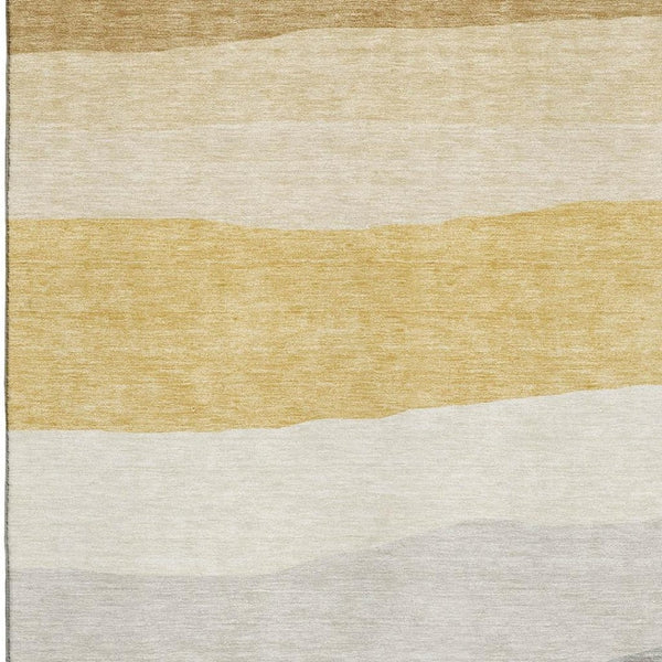 HomeRoots 8' Washable Pewter and Ivory Striped Round Rug with UV Protection for Indoor & Outdoor Use 714892