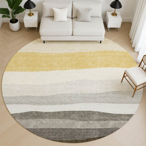 HomeRoots 8' X 10' Stylish Pewter & Ivory Striped Area Rug - Durable, Washable, UV Protected for Every Space! 714893