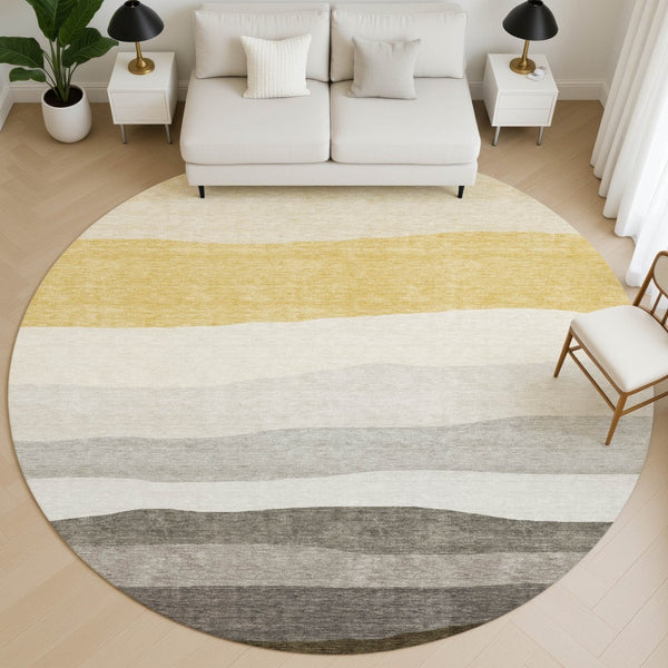 HomeRoots 8' X 10' Stylish Pewter & Ivory Striped Area Rug - Durable, Washable, UV Protected for Every Space! 714893