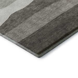 HomeRoots 8' X 10' Stylish Pewter & Ivory Striped Area Rug - Durable, Washable, UV Protected for Every Space! 714893