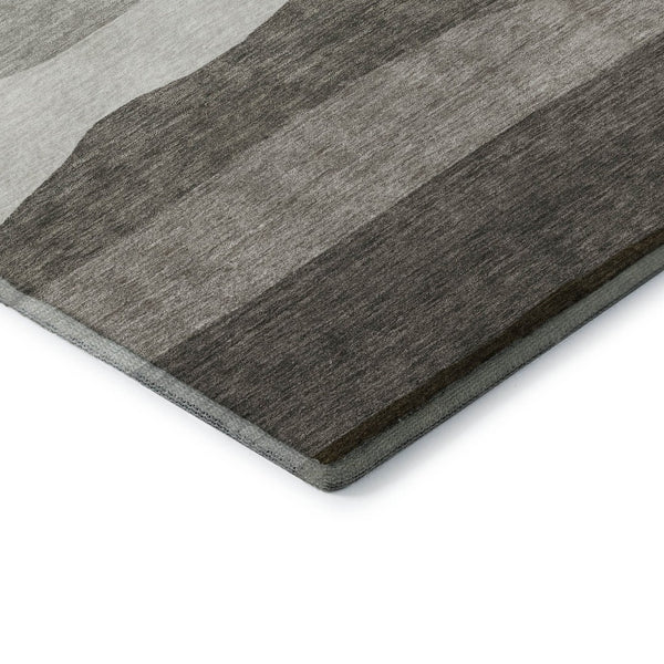 HomeRoots 8' X 10' Stylish Pewter & Ivory Striped Area Rug - Durable, Washable, UV Protected for Every Space! 714893