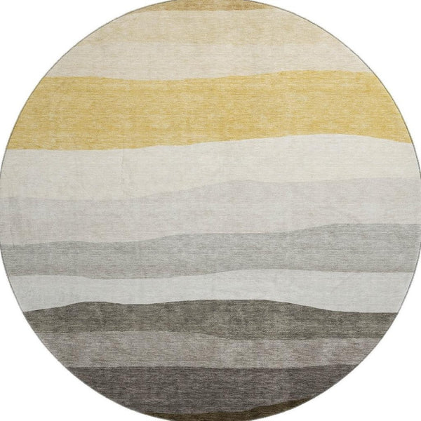 HomeRoots 8' X 10' Stylish Pewter & Ivory Striped Area Rug - Durable, Washable, UV Protected for Every Space! 714893
