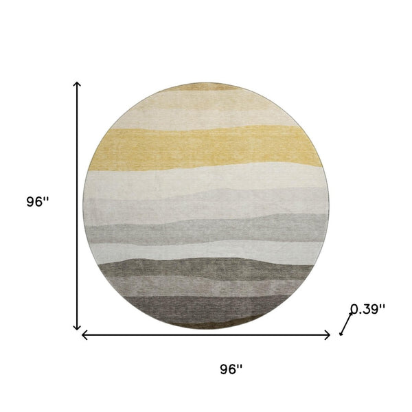 HomeRoots 8' X 10' Stylish Pewter & Ivory Striped Area Rug - Durable, Washable, UV Protected for Every Space! 714893