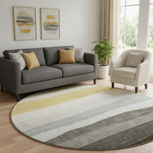 HomeRoots 8' X 10' Stylish Pewter & Ivory Striped Area Rug - Durable, Washable, UV Protected for Every Space! 714893